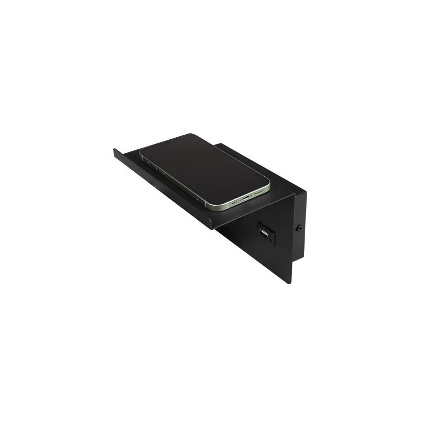 Nástenné bodové svietidlo s poličkou a USB nabíjačkou 1xG9/35W/230V čierna/zlatá