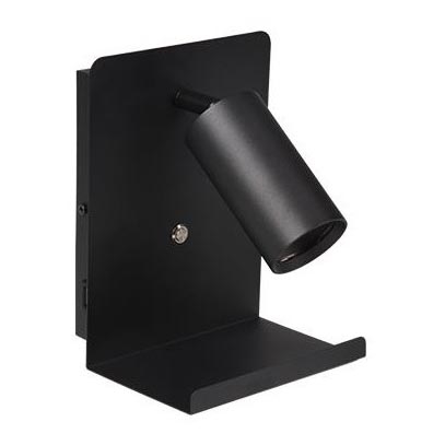 Nástenné bodové svietidlo s poličkou a USB nabíjačkou 1xGU10/35W/230V čierna
