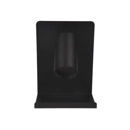 Nástenné bodové svietidlo s poličkou a USB nabíjačkou 1xGU10/35W/230V čierna