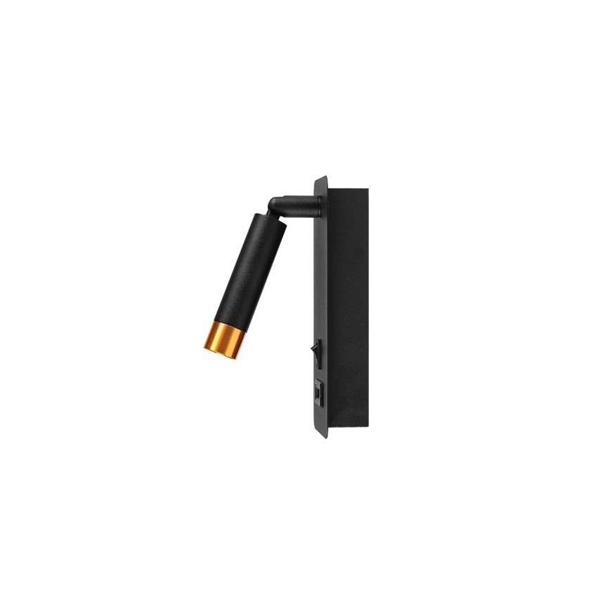 Nástenné bodové svietidlo s USB nabíjačkou 1xG9/35W/230V čierna/zlatá