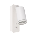 Nástenné bodové svietidlo s USB nabíjačkou 1xGU10/35W/230V biela
