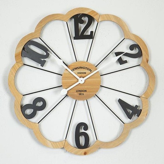 Nástenné hodiny 1xAA pr. 60 cm béžová/čierna