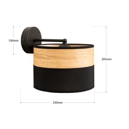 Nástenné svietidlo ALBA 1xE27/15W/230V čierna/hnedá