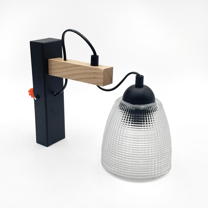 Nástenné svietidlo LEANDRA 1xE27/15W/230V dub/čierna