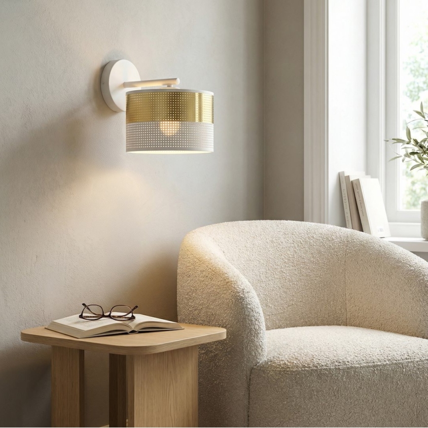 Nástenné svietidlo LUX 1xE27/15W/230V biela/zlatá
