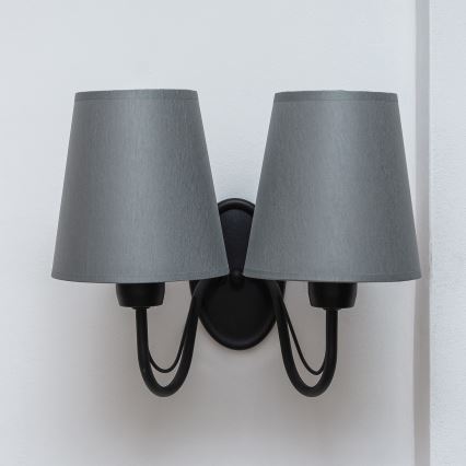 Nástenné svietidlo MALBO 2xE27/15W/230V sivá/čierna