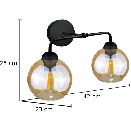 Nástenné svietidlo MELLE BLACK 2xE27/60W/230V