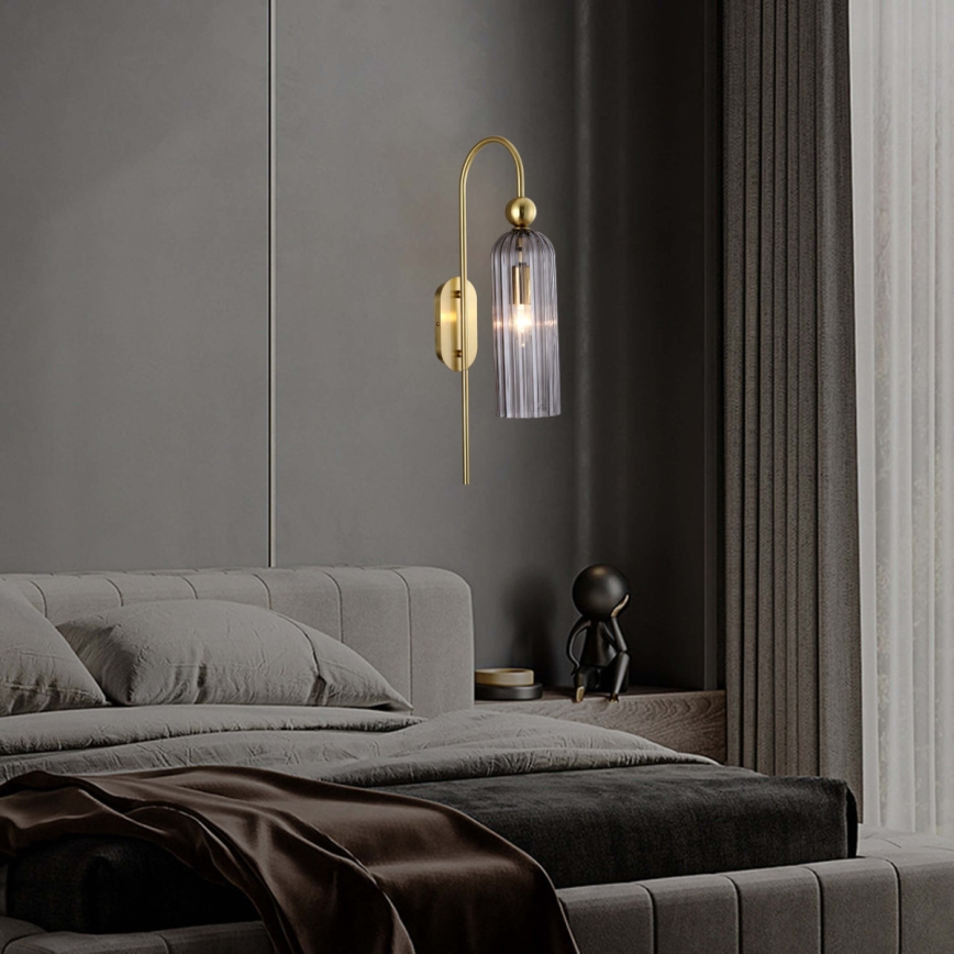 Nástenné svietidlo PIEGA 1xE14/40W/230V mosadz/dymová čierna