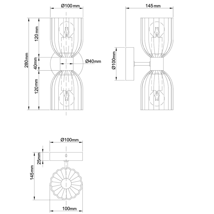 Nástenné svietidlo PIEGA 2xE14/10W/230V mosadz/biela