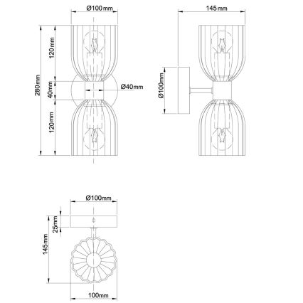 Nástenné svietidlo PIEGA 2xE14/10W/230V mosadz/dymovo čierna