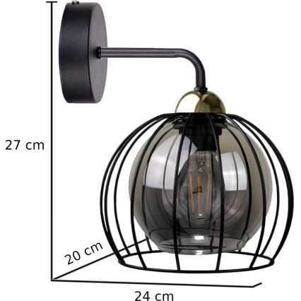 Nástenné svietidlo SOLO BLACK 1xE27/60W/230V čierna/zlatá