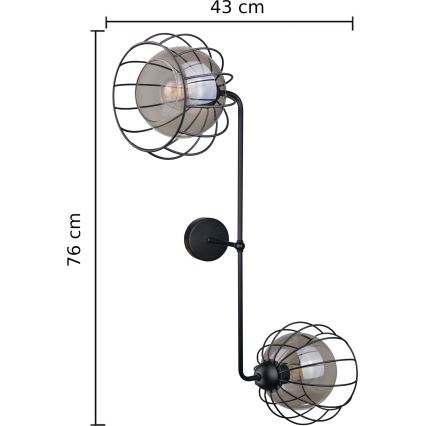 Nástenné svietidlo SOLO BLACK 2xE27/60W/230V