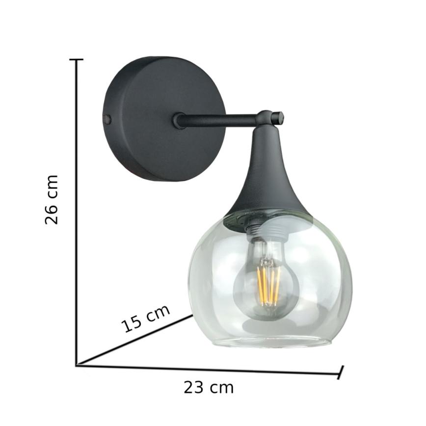 Nástenné svietidlo STAR 1xE27/60W/230V čierna/číra