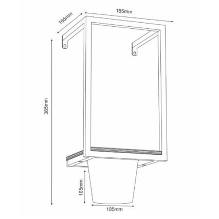Nástenný kvetináč 38x18 cm čierna