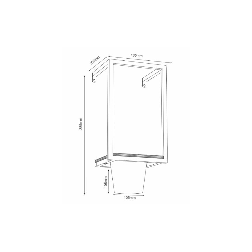 Nástenný kvetináč 38x18 cm čierna