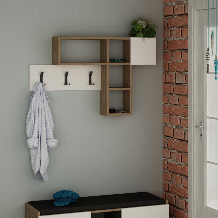 Nástenný vešiak GAME 61x99,5 cm biela/hnedá