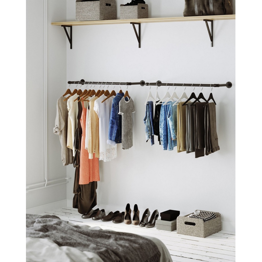 Nástenný vešiak na ramienka LINEA 92x7x30 cm čierny