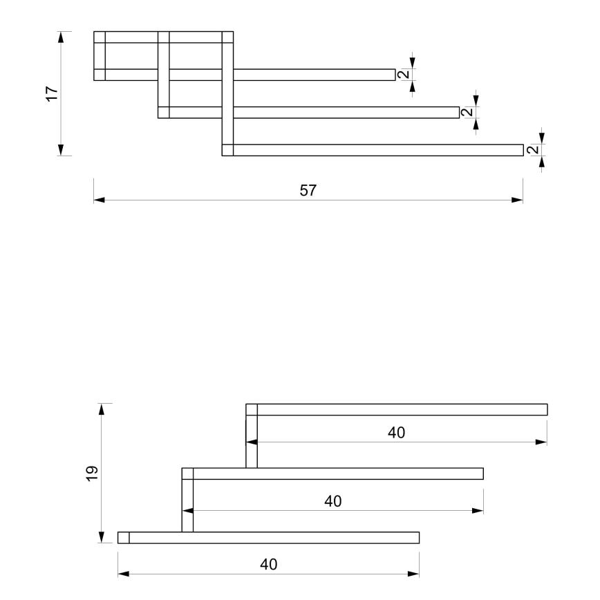 Nástenný vešiak na uteráky 19x58 cm biela