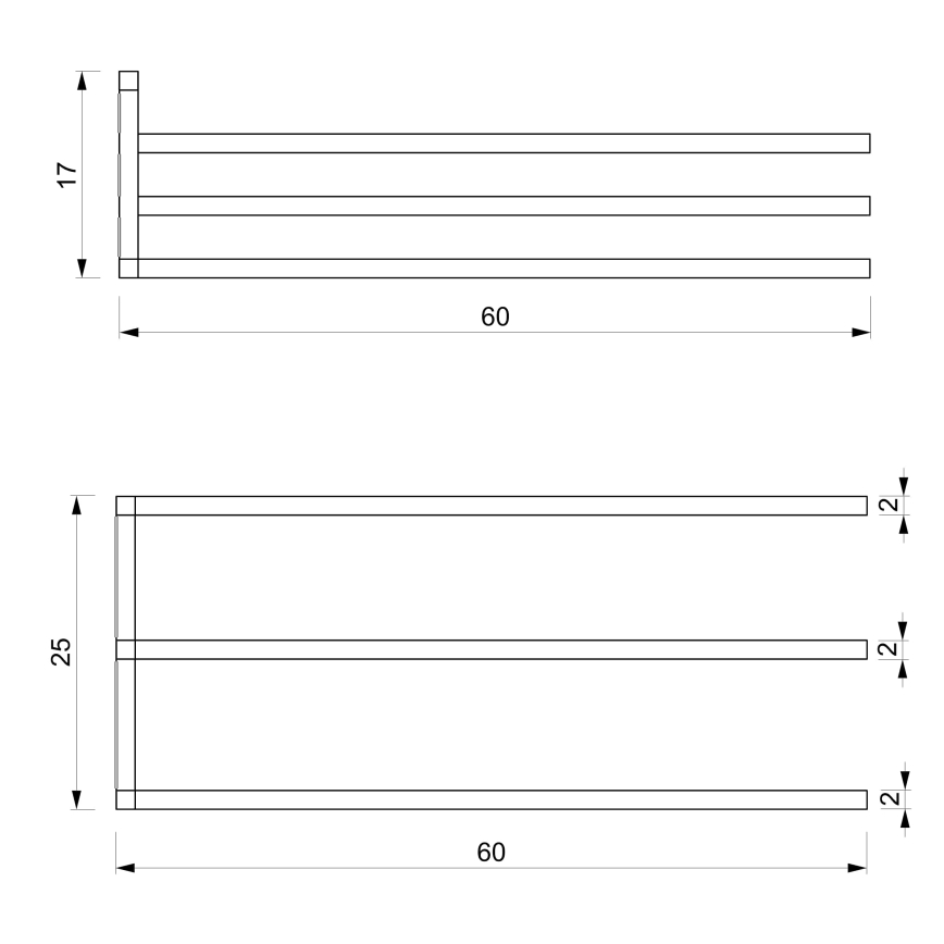 Nástenný vešiak na uteráky 25x60 cm biela
