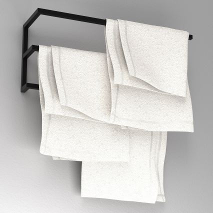 Nástenný vešiak na uteráky 25x60 cm čierna