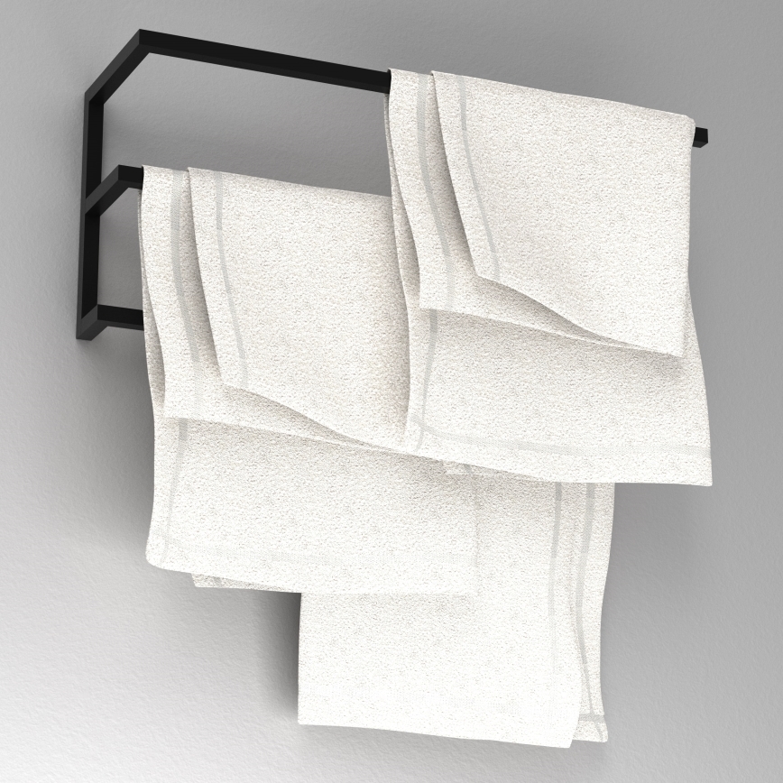 Nástenný vešiak na uteráky 25x60 cm čierna