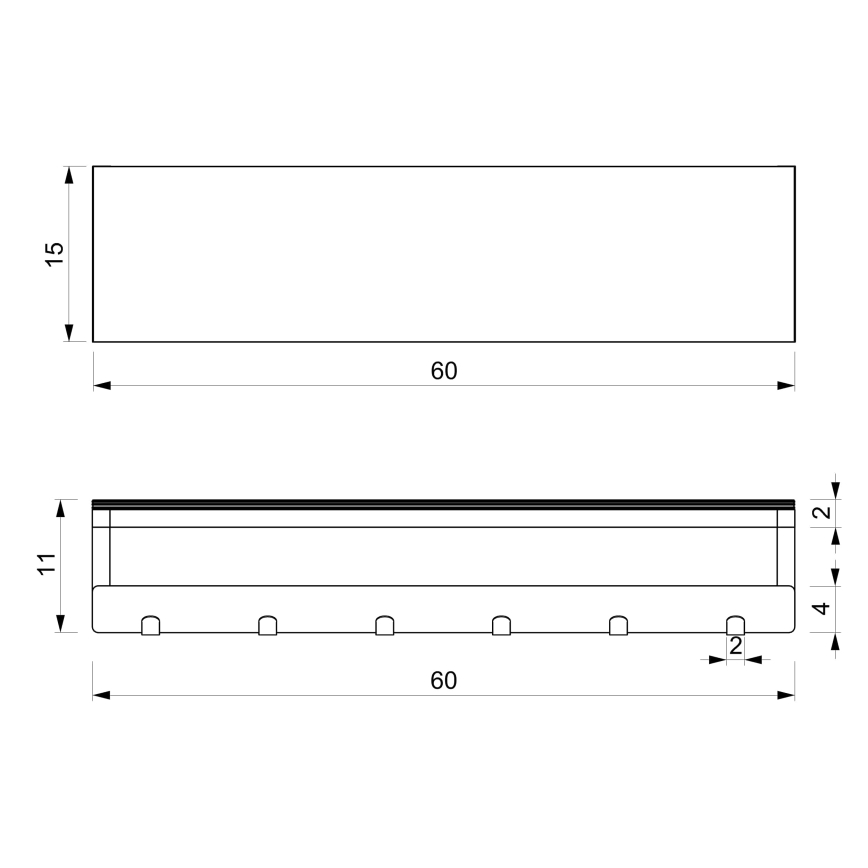 Nástenný vešiak na uteráky s poličkou 10x60 cm biela