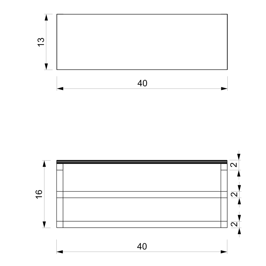 Nástenný vešiak na uteráky s poličkou 14x40 cm čierna