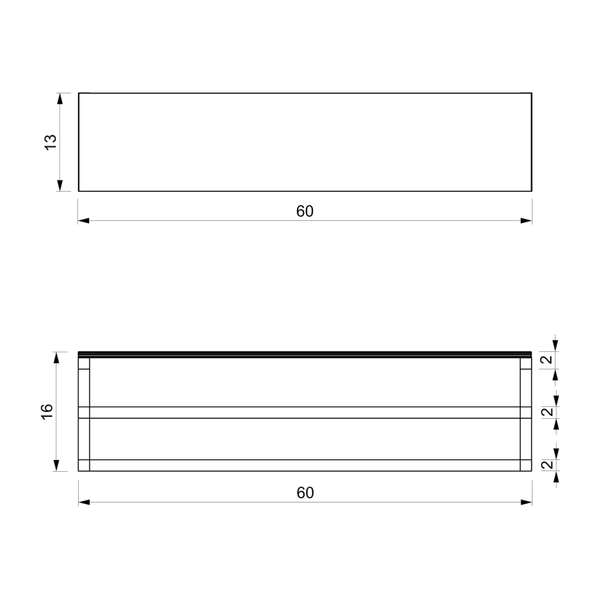 Nástenný vešiak na uteráky s poličkou 14x60 cm biela