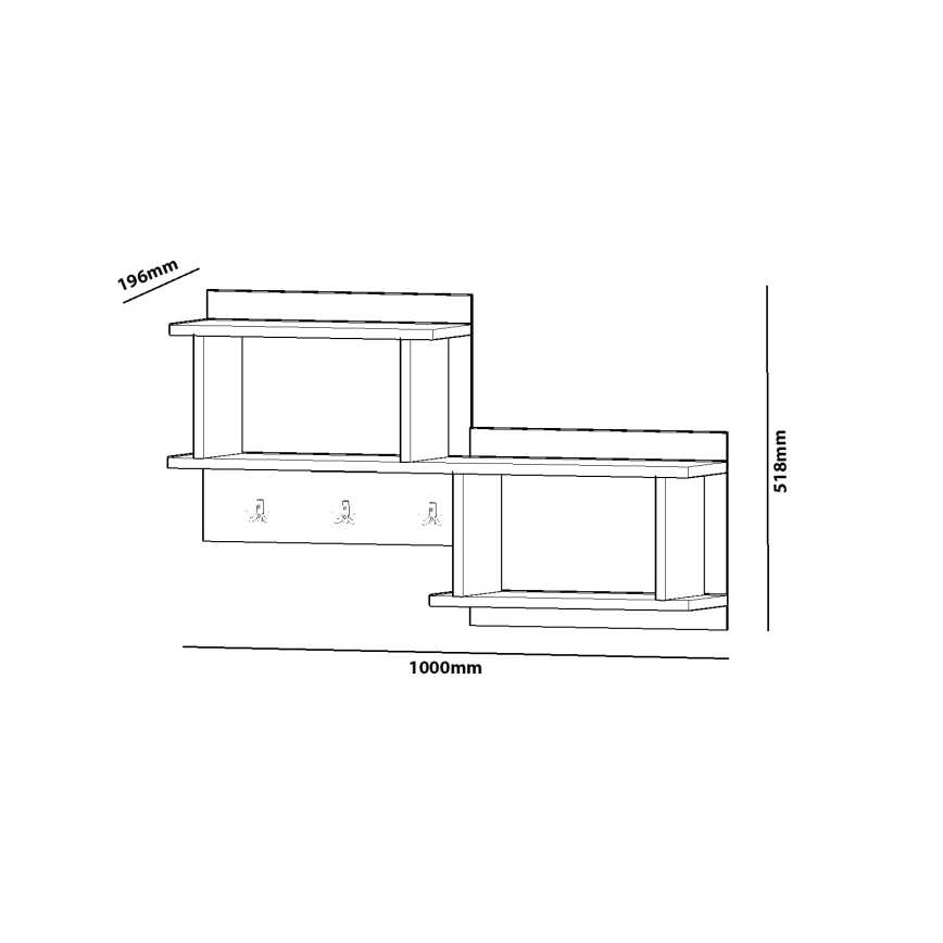 Nástenný vešiak s policou NIZZA 51,8x100 cm biela
