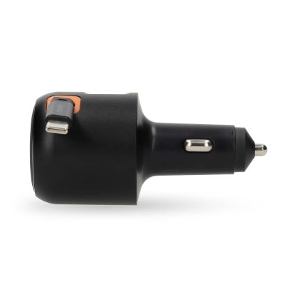 Autonabíjačka so zatahovacím káblom Power Delivery 30W 2xUSB-C + 1xUSB-A
