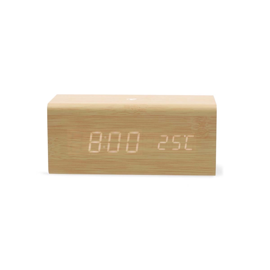 Drevený digitálny budík s LED displejom a teplomerom 5V/1xCR2032