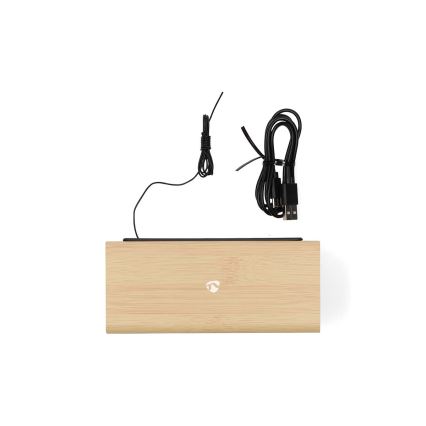Drevený digitálny budík s LED displejom a teplomerom 5V/1xCR2032