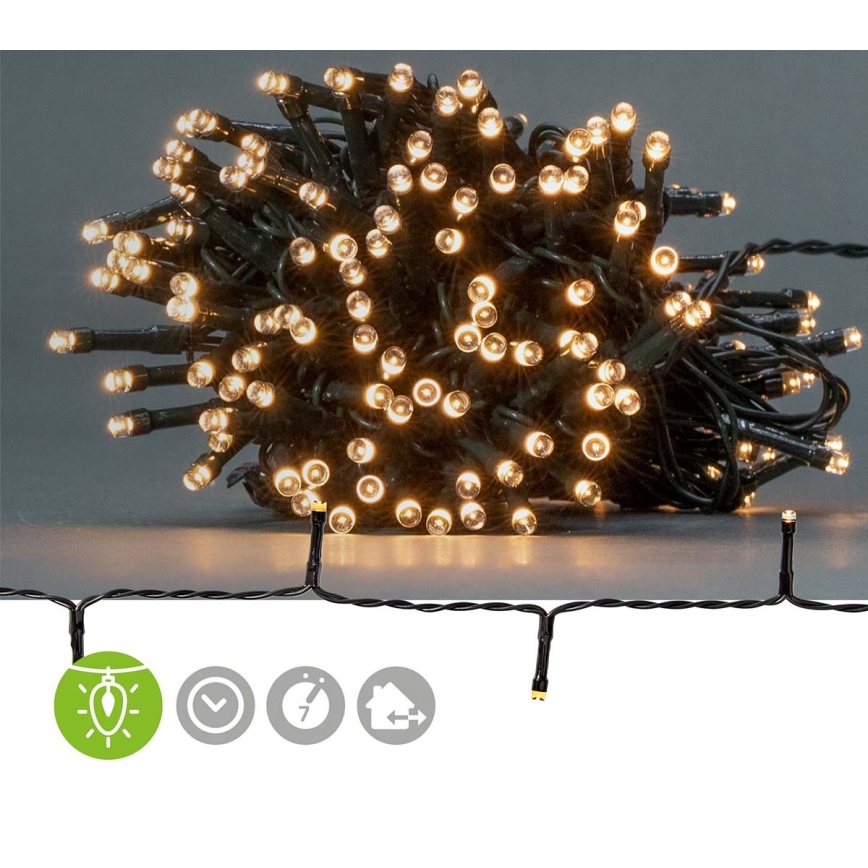 LED vonkajší reťaz 192xLED/7 funkcií/3xAA 14,9m IP44 teplá biela