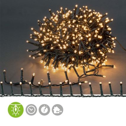 LED vonkajšia svetelná reťaz 400xLED/7 funkcií 11m IP44 teplá biela