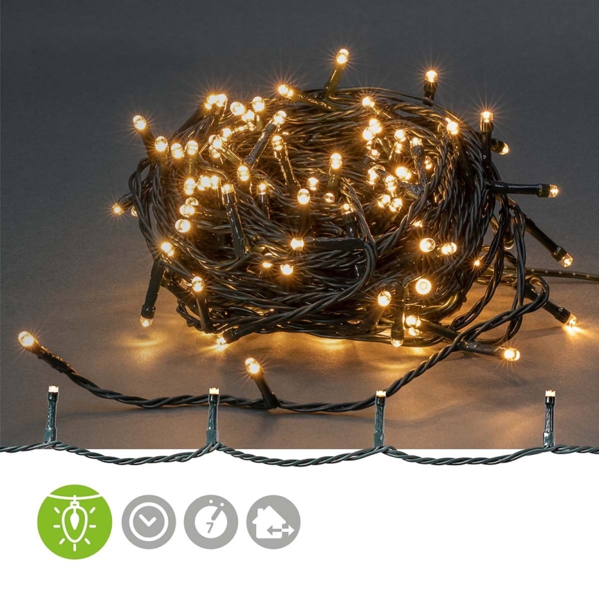 Vonkajší vianočný LED reťaz 180× LED / 7 funkcií, 16,5 m, IP44, teplá biela
