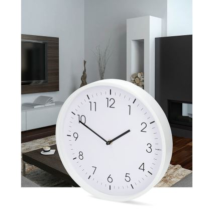 Nástenné hodiny, priemer 30,8 cm, 1× AA, biela