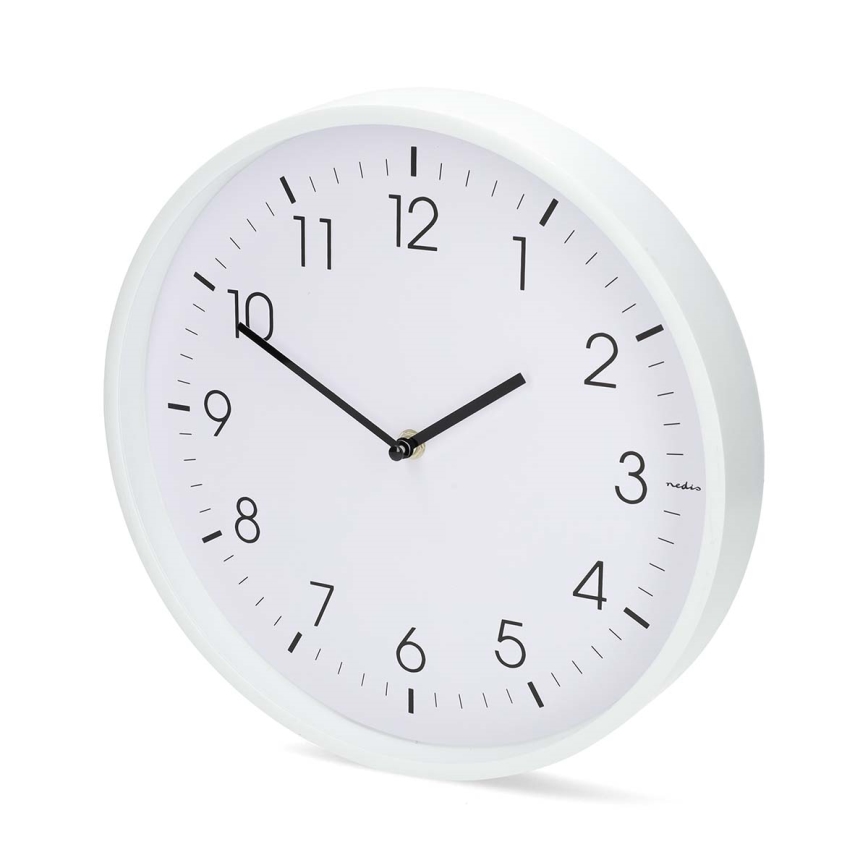 Nástenné hodiny, priemer 30,8 cm, 1× AA, biela