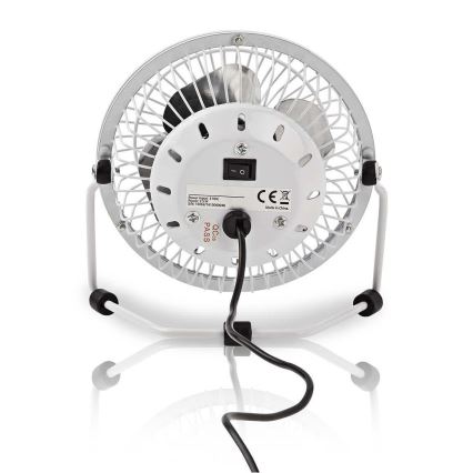 Stolný ventilátor 3W/USB 10 cm biela