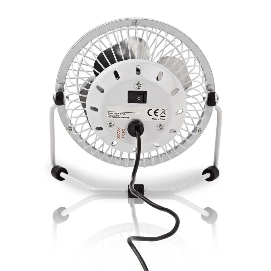 Stolný ventilátor 3W/USB 10 cm biely
