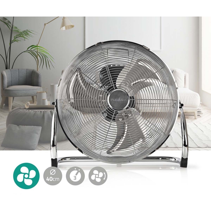 Podlahový ventilátor 80W/230V lesklý chróm