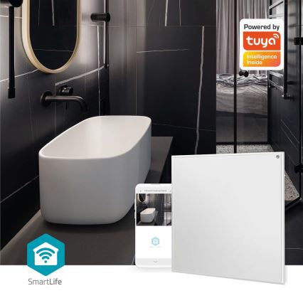 Infračervený vykurovací panel 350W/230V 59,8x62 cm IP44 Wi-Fi Tuya + diaľkové ovládanie