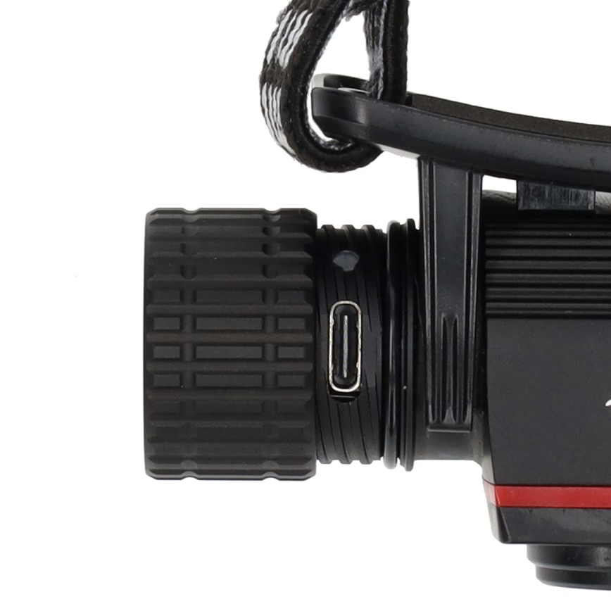 LED stmievateľná nabíjateľná hliníková čelovka LED/10W/5V 2200 mAh IPX8 čierna