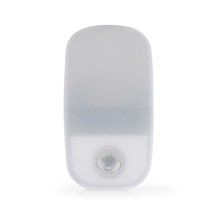 LED Orientačné svietidlo so senzorom pohybu a súmraku do zásuvky LED/0,55W/230V biela