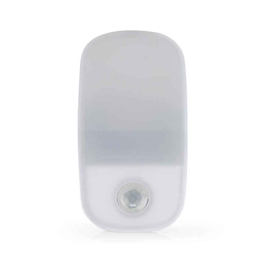 LED Orientačné svietidlo so senzorom pohybu a súmraku do zásuvky LED/0,55W/230V biela