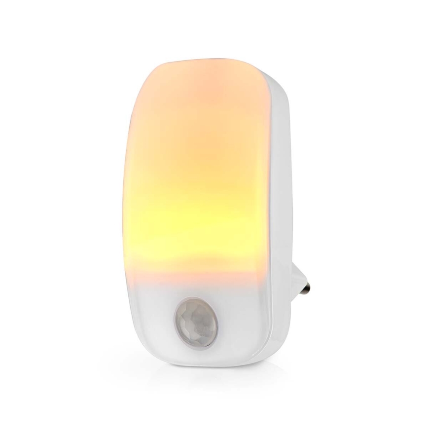 LED Orientačné svietidlo so senzorom pohybu a súmraku do zásuvky LED/0,55W/230V biela