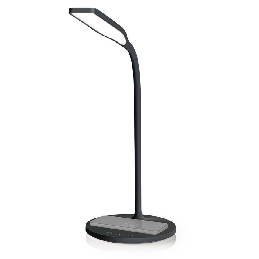 LED Stmievateľná dotyková flexibilná stolná lampa s 15W bezdrôtovým nabíjaním Qi LED/5,5W/230V 2700-6500K čierna