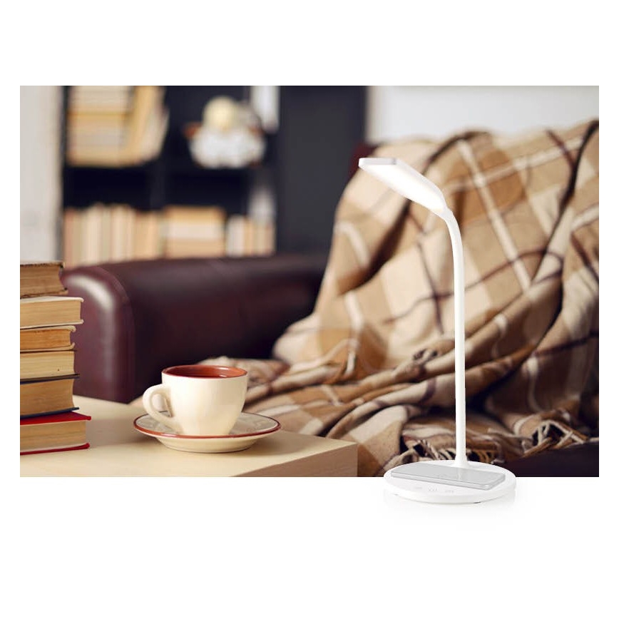 LED Stmievateľná dotyková flexibilná stolná lampa s 15W bezdrôtovým nabíjaním Qi LED/5,5W/230V 2700-6500K biela