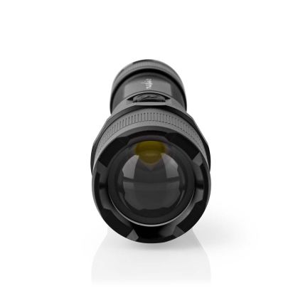 LED Stmievateľná nabíjateľná hliníková baterka LED/10W/5V 2200 mAh IPX4 čierna