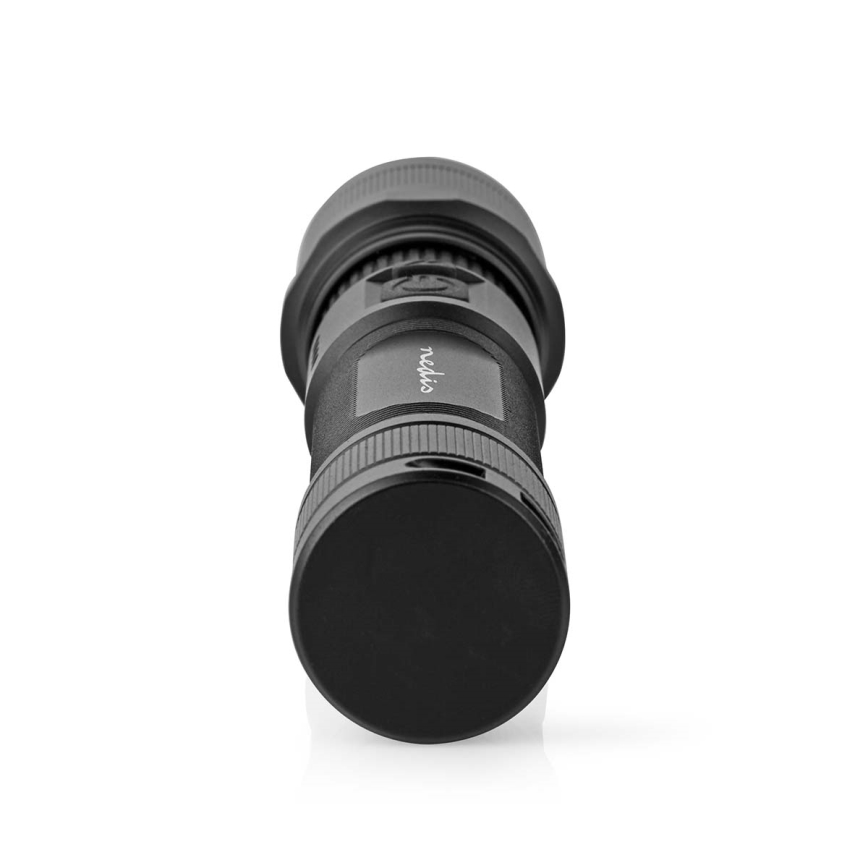 LED Stmievateľná nabíjateľná hliníková baterka LED/10W/5V 2200 mAh IPX4 čierna