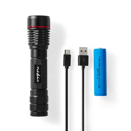 LED stmievateľná nabíjateľná hliníková baterka LED/10W/5V 2200 mAh IPX7 čierna